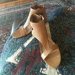 NEVER WORN!  Cognac wedge sandals